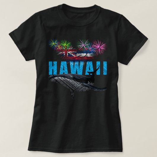 HAWAII NYE POLYNESIAN TRIBAL HUMPBACK FIREWORWORKS T-Shirt (Design vorne)