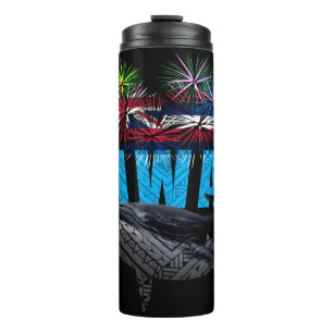 HAWAII NYE POLYNESIAN TRIBAL HUMPBACK FIREWORWORKS THERMOSBECHER