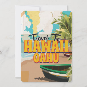 Hawaii OAHU Vintage Reiseposter Einladung