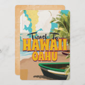 Hawaii OAHU Vintage Travel Poster Einladung (Vorne/Hinten)