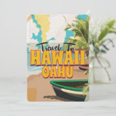 Hawaii OAHU Vintage Travel Poster Einladung (Stehend Vorderseite)
