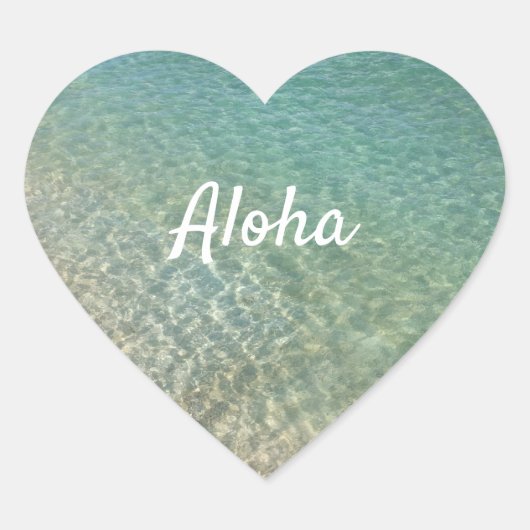 Hawaii Ocean Aloha Herz-Aufkleber (Vorderseite)