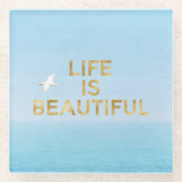 Hawaii Ocean Bird Fliegen Gold Schönes Zitat Glasuntersetzer