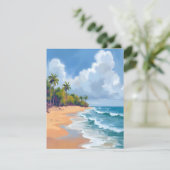 Hawaii Ocean Shore Watercolor Painting Card (Stehend Vorderseite)