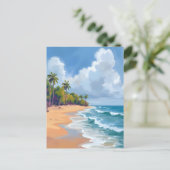 Hawaii Ocean Shore Watercolor Painting Postkarte (Stehend Vorderseite)