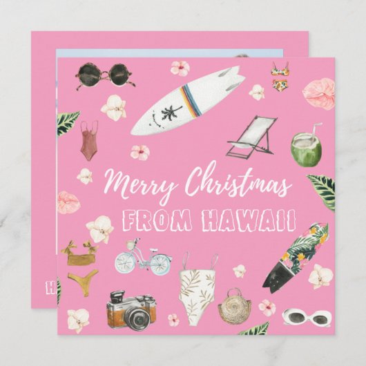 Hawaii oder Tropical Square Foto Weihnachtskarte Mitteilungskarte (Vorne/Hinten)