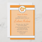 Hawaii-Orange-Thema Hibiskus Abschluss Einladung (Vorderseite)