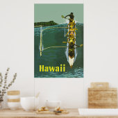 Hawaii Outrigger Canoe Vintage Travel Poster (Küche)