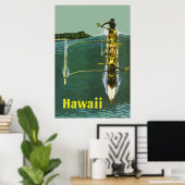 Hawaii Outrigger Canoe Vintage Travel Poster (Heimbüro)