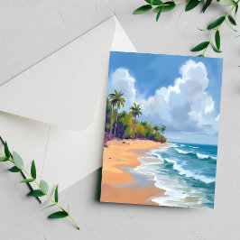 Hawaii-Ozean-Strand-Aquarell-Grußkarte