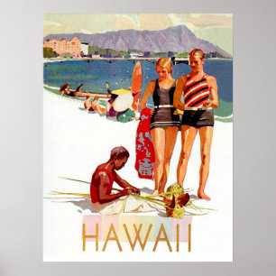Hawaii, Paar im Urlaub an der Küste Poster