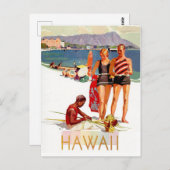 Hawaii, Paare im Urlaub an der Küste Postkarte (Vorne/Hinten)