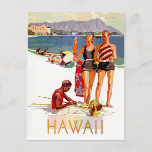 Hawaii, Paare im Urlaub an der Küste Postkarte