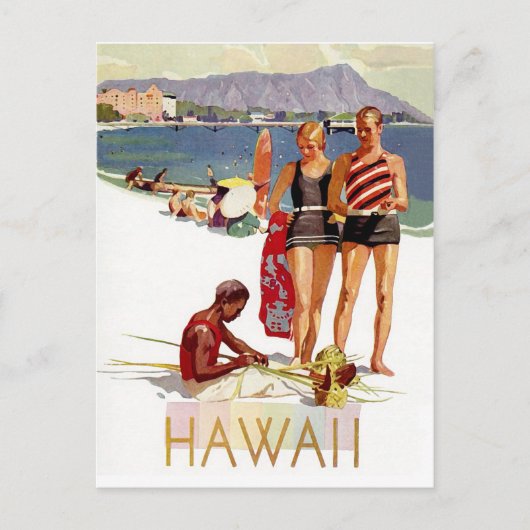 Hawaii, Paare im Urlaub an der Küste Postkarte (Vorderseite)