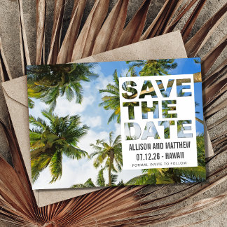 Hawaii Palm Tree Beach Wedding Foto Save The Date