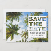 Hawaii Palm Tree Beach Wedding Foto Save The Date (Vorderseite)