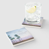 Hawaii Palm Tree Foto Glückliche Leute zitieren Steinuntersetzer (Seitenansicht)