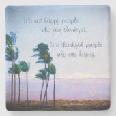 Hawaii Palm Tree Foto Glückliche Leute zitieren Steinuntersetzer (Vorderseite)