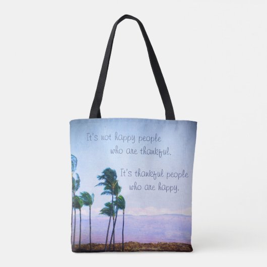 Hawaii Palm Tree Foto Glückliche Leute zitieren Tasche (Rückseite)