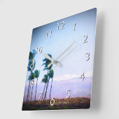 Hawaii Palm Tree Lila Foto Landschaft Stilvoll Quadratische Wanduhr (Winkel)