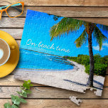 Hawaii Palm Tree Tropical Beach on Beach Time Puzzle<br><div class="desc">"Zur Strandzeit." Entspannen Sie sich in Erinnerungen von faulen, tropischen Tagen am Strand, wenn Sie dieses inspirierende Hawaii Foto Puzzle eines einsamen Palmen auf einem sandigen, halbmondförmigen Strand mit türkisblauem Himmel und Wasser genießen. Ein tolles Geschenk für jemanden, der etwas Besonderes ist! Kommt in eine besondere Geschenkboxen. Sie können dieses...</div>