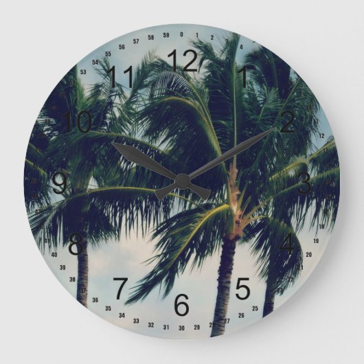 Hawaii Palm Trees Große Wanduhr (Vorderseite)