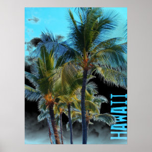 Hawaii Palme Art Black Poster