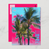 Hawaii Palme rosa Postkarte (Vorne/Hinten)