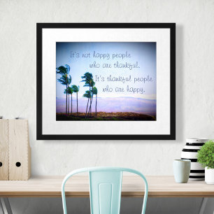 Hawaii-Palmen-Foto Dankbare Menschen Zitat Poster