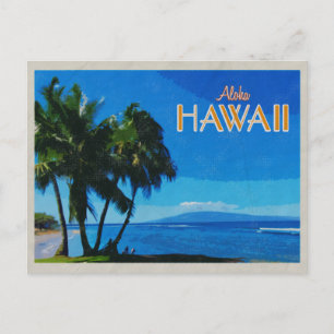 Hawaii-Palmen und Molokai Vintage-Reise Postkarte
