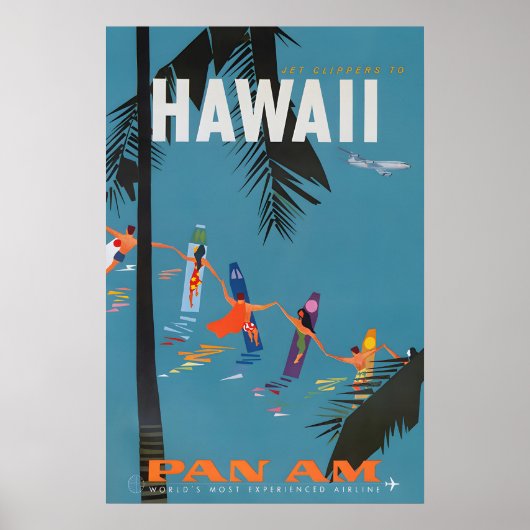 Hawaii - Pan American Clipper Reiseplakatdrucke Poster (Vorne)