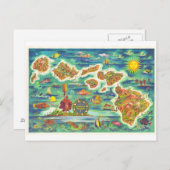 Hawaii Picture Map Postkarte (Vorne/Hinten)