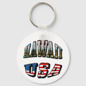 Hawaii Picture und USA Flag Text Aluminium Circle Schlüsselanhänger (Rückseite)