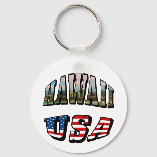 Hawaii Picture und USA Flag Text Aluminium Circle Schlüsselanhänger (Rückseite)