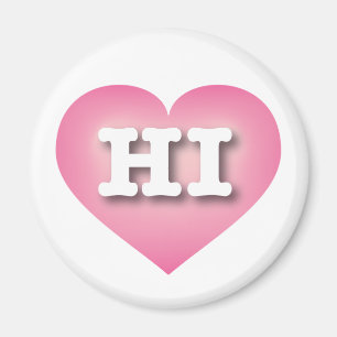 Hawaii Pink Fade Heart - I Liebe HI Magnet