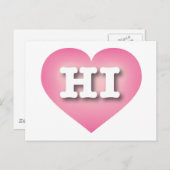 Hawaii Pink Fade Heart - I Liebe HI Postkarte (Vorne/Hinten)