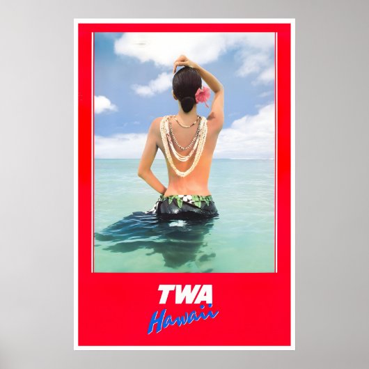 Hawaii Poster TWA Reise Kunst Hawaiianisches Mädch (Vorne)