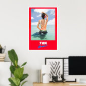 Hawaii Poster TWA Reise Kunst Hawaiianisches Mädch (Heimbüro)