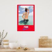 Hawaii Poster TWA Reise Kunst Hawaiianisches Mädch (Küche)