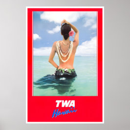 Hawaii Poster TWA Reise Kunst Hawaiianisches Mädch
