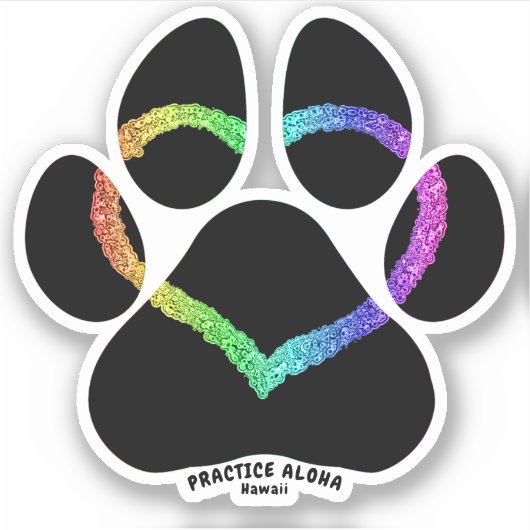 Hawaii Practice Aloha - Puppy Liebe Rainbow Aufkleber (Vorderseite)