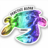 Hawaii Practice Aloha - Tribal Honu Rainbow Aufkleber (Vorderseite)