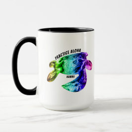 Hawaii Practice Aloha - Tribal Honu Rainbow Tasse