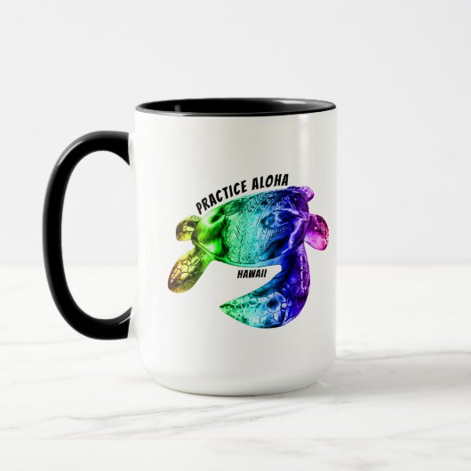 Hawaii Practice Aloha - Tribal Honu Rainbow Tasse (Links)