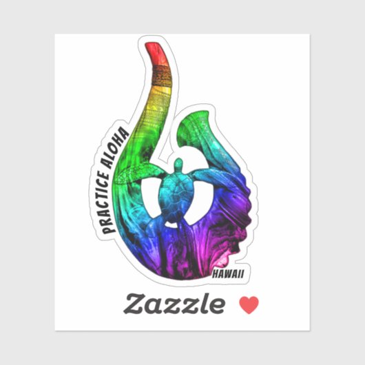 Hawaii Praxis Aloha Honu Tribal Hook NeonRainbow Aufkleber (Blatt)
