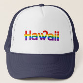 Hawaii Rainbow Text Hat Truckerkappe (Vorderseite)