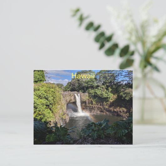Hawaii Rainbow Waterfall Postkarte (Stehend Vorderseite)
