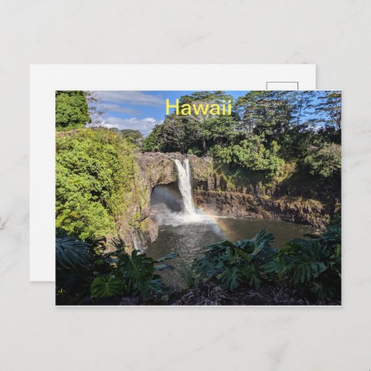 Hawaii Rainbow Waterfall Postkarte (Vorne/Hinten)