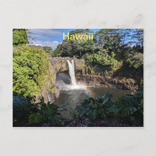 Hawaii Rainbow Waterfall Postkarte (Vorderseite)