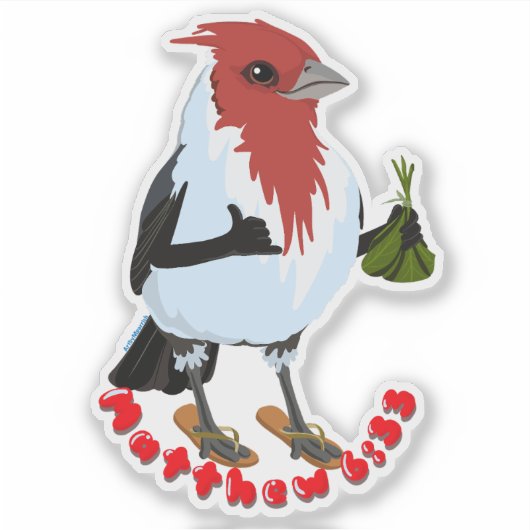 HAWAII RED CRESTED CARDINAL—Bible verse Aufkleber (Vorderseite)
